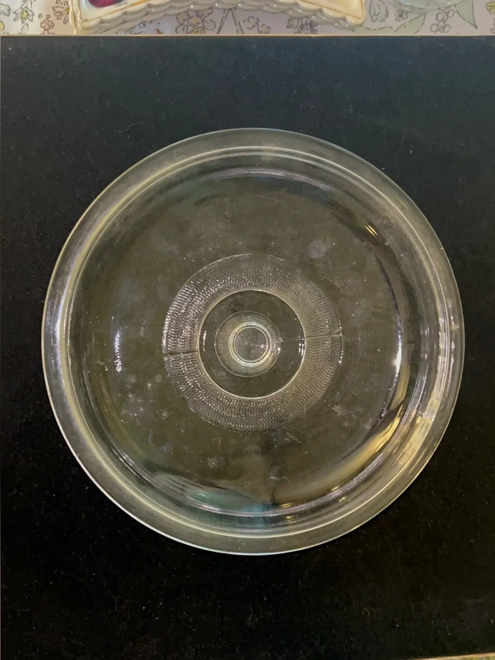 Vintage Glass Lid with Knob Top 8 inch diameter